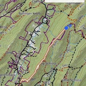Arrived at viewless summit of Mill mountain