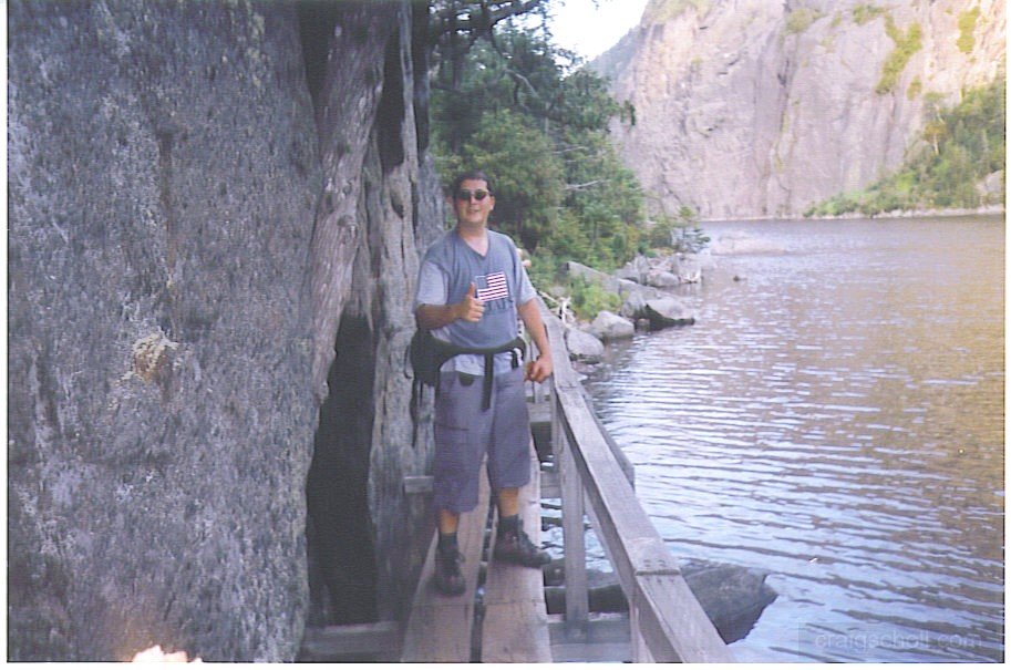 Justin on the "Hitch-up Matilda" boardwalk.