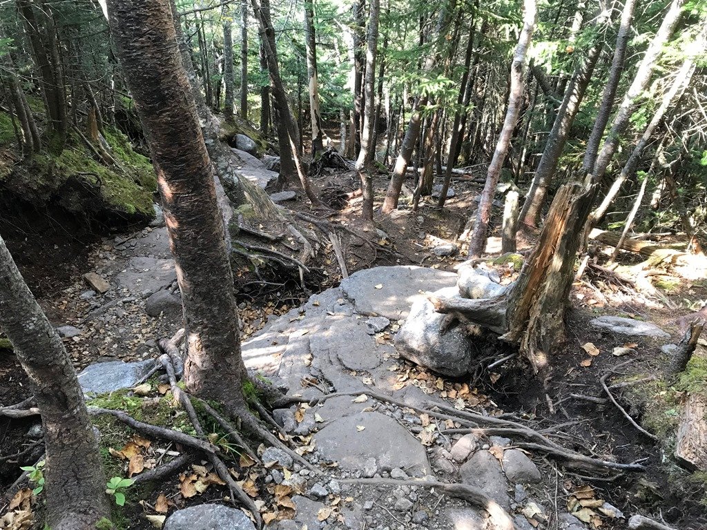 Looking down from steep section